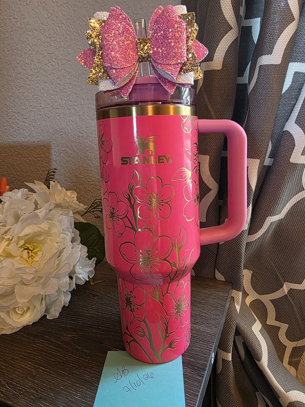 Stanley Pink Parade 40oz With A Floral Engraving